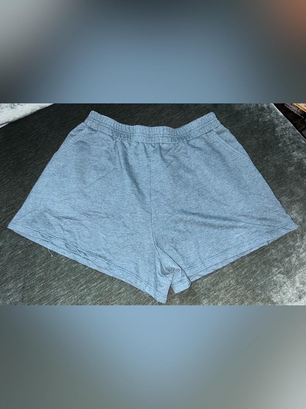 Women's Casual Elastic Waist Heather Blue Lounge Shorts